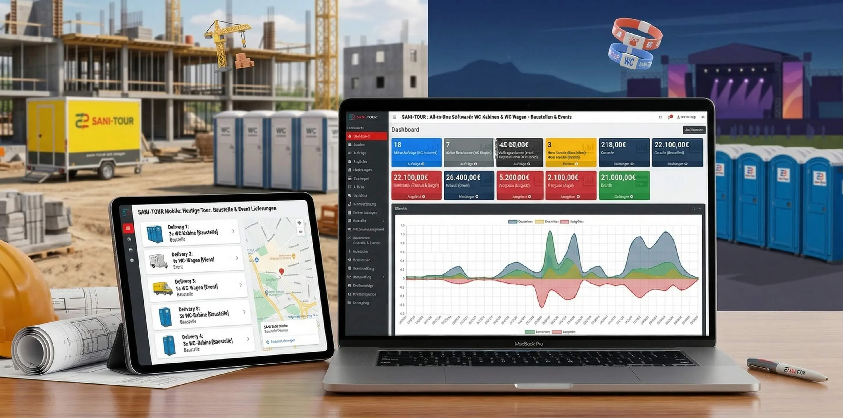 SANI-TOUR: Die All-in-One Cloud-Plattform für WC-Vermieter